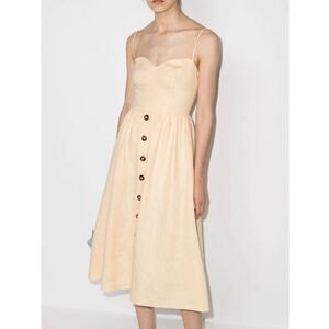 Reformation Cale Linen Midi Dress in Parmesan Size 0